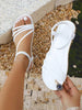 2024 Women's Summer New Elegant & Comfortable Striped Casual Flat Sandals, Black, Plus Size,Beach Outfits